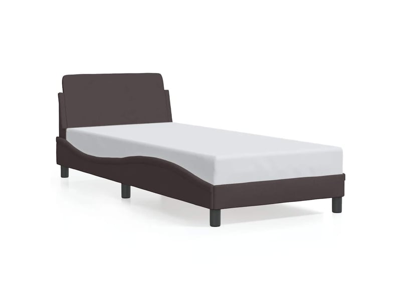  Lit simple- lit adulte -  cadre de lit dover marron foncé 90x200 cm tissu  - Conforama A