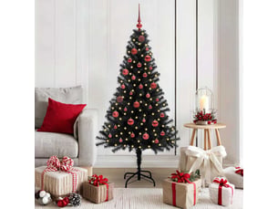 Sapin de noël, arbre de noël noir 150 cm pvc shl9015