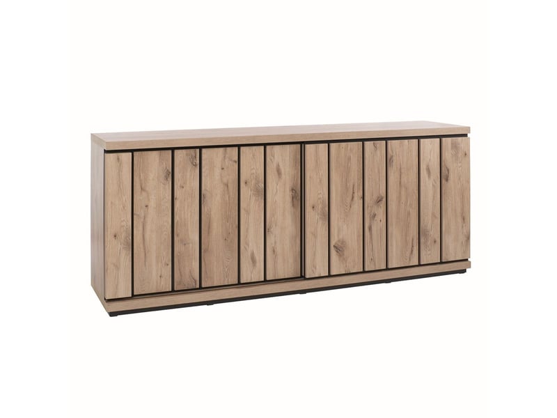  Buffet 2p aspect chêne canyon effet tasseaux et détails noirs  - séquence SÉQUENCE - Conforama A