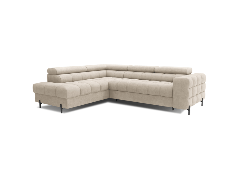  Canapé ferrum beige convertible 5 places angle gauche rangement intégré 276x93x200cm  - Conforama E