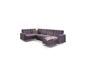 Canapé d'angle panoramique convertible hasgard u 326 cm violet avec coffre