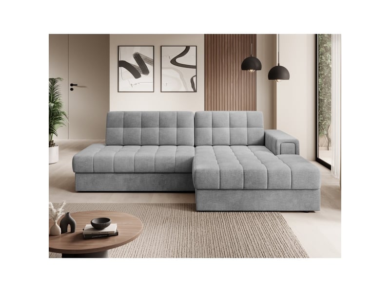  Canapé d'angle convertible cubito gris 240 cm avec coffre et couchage  - Conforama E