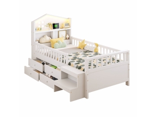 Lit avec rangement 90x200 cm EVRYAE coloris blanc