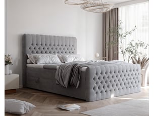 Lit coffre 200x200 cm <strong>IDOHOME</strong>  <strong>ALBA PLUS</strong> coloris gris