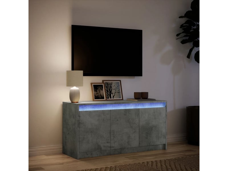  Meuble tv - banc tv - meuble de rangement avec led gris béton 100x34x50 cm bois d'ingénierie  - Conforama E
