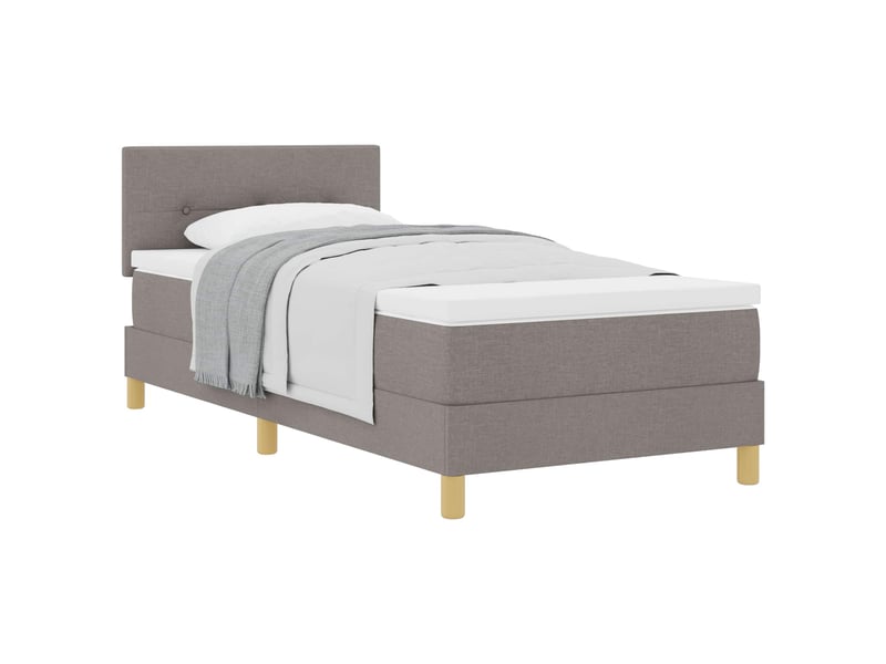  Lit simple, lit à ressorts avec coussin taupe 80 x 200 cm tissu  - Conforama A