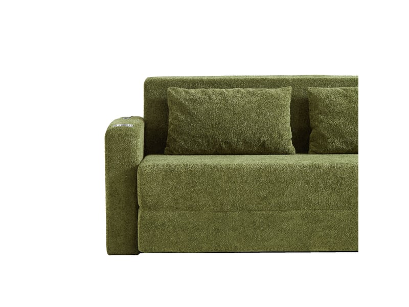  Canapé-lit convertible 2 places 153x77x65 cm avec fonction usb et porte-gobelets vert sans matelas  - Conforama D