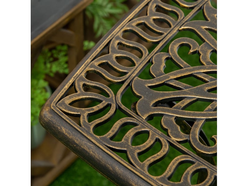  Table d'appoint extérieure 54x54x52,5 cm – bronze – trou de parasol et pieds réglables en aluminium coulé  - Conforama D