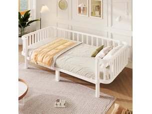 Lit simple 90x200 cm <strong>MIVRAY </strong>  <strong></strong> coloris blanc
