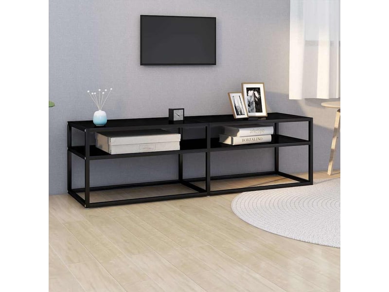  Meuble tv - banc tv - meuble de rangement noir 140x40x40,5 cm verre trempé  - Conforama B