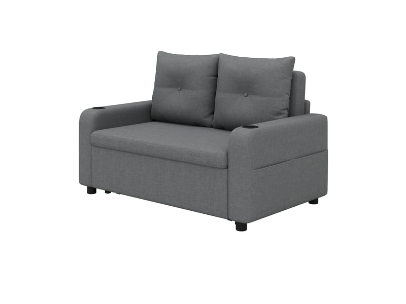  Canapé convertible 2 places 3-en-1 131x81x94 cm, couchage 187 cm, porte-gobelets, poches latérales, usbtype-c - gris  - Conforama A