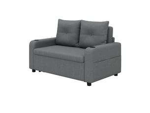 Canapé convertible 2 places 3-en-1 131x81x94 cm, couchage 187 cm, porte-gobelets, poches latérales, usbtype-c - gris