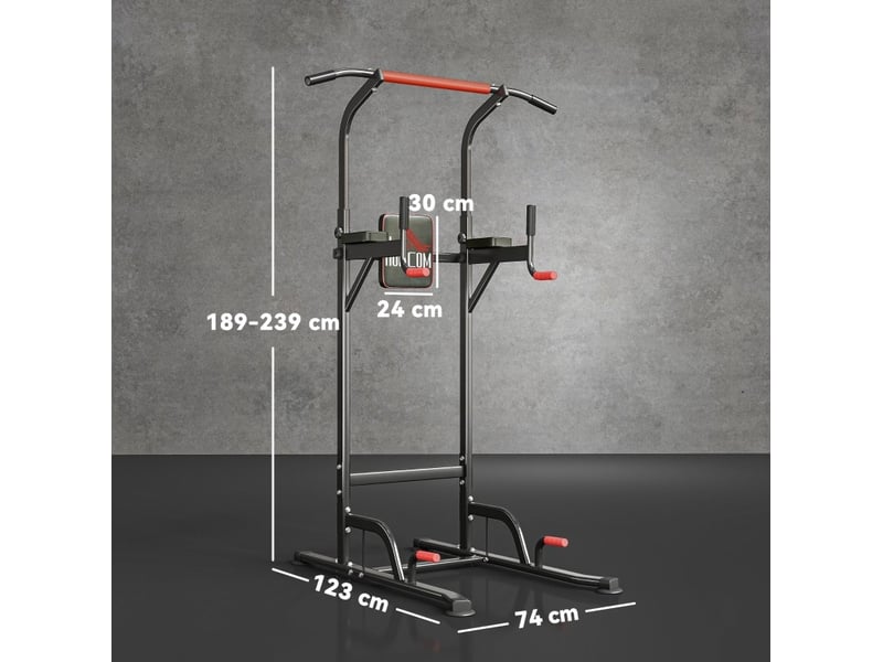 Tour de musculation réglable 123 x 98 x 239 cm – rouge et noir – tractions, dips et pompes à domicile - Conforama C