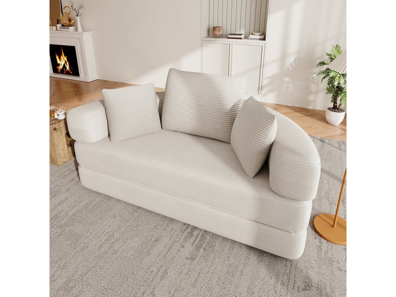  Canapé convertible -173x176x40cm - ovale modulable sans structure rigide - coussins inclus - velours côtelé - beige BUYDEEMEUS - Conforama D