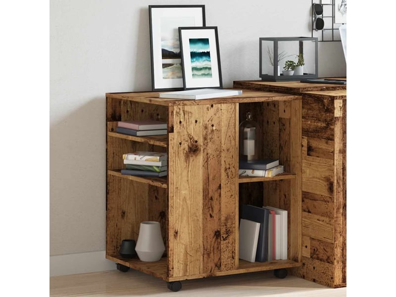  Armoire de rangement, armoire à roulettes vieux bois 60x53x72 cm bois d'ingénierie  - Conforama D