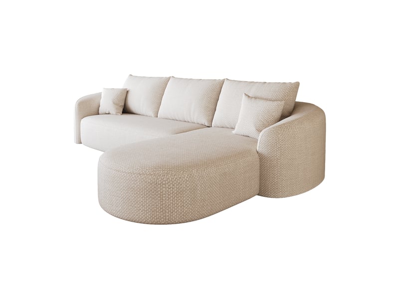  Canapé d’angle l modulable, design sans structure, chenille blanche, 266 cm,  sans montage  - Conforama E