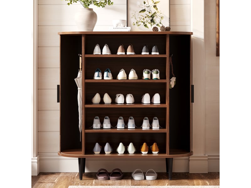  Meuble à chaussures à portes coulissantes, naturel, 85 x 40 x 93 cm  - Conforama D