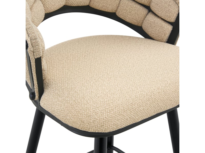  Lot de 4 tabourets de bar,56x50,5x98,5 cm,velours et métal noir,beige  - Conforama E