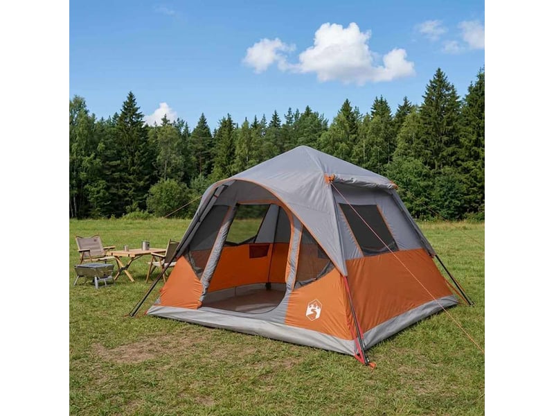  Tente instantanée, tente de camping gris et orange 305x275x190 cm  - Conforama B