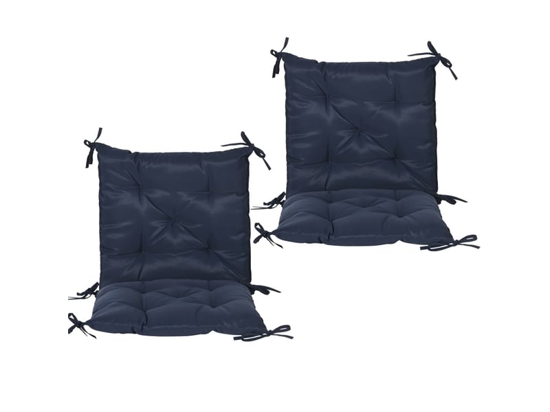  Lot de 2 coussins de chaise 98x50 cm – bleu foncé – liens de fixation, épaisseur 8 cm, intérieur-extérieur  - Conforama D