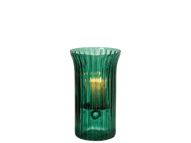  Photophore strié en verre quirin 32cm turquoise  - Conforama B