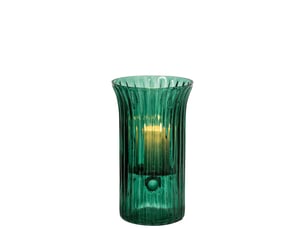Photophore strié en verre quirin 32cm turquoise