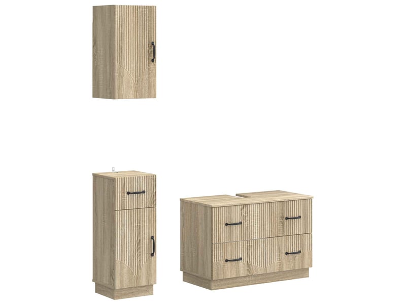 Ensemble de meuble de salle de bain 3 pièces hoorn chêne sonoma cf63477 - Conforama A