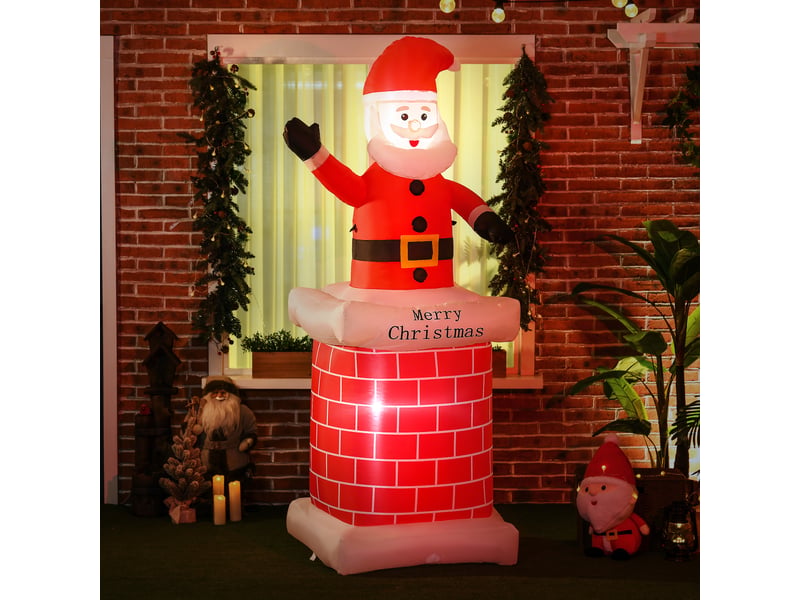  Père noël gonflable avec cheminée lumineux led hauteur polyester imperméable rouge blanc noir 210 cm  - Conforama D