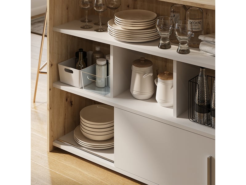  Vicco table de bar, chêne artisanblanc, 105x70cm  - Conforama D