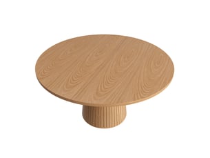 Table à manger ronde 110x110x75 cm en mdf plaqué chêne, style moderne