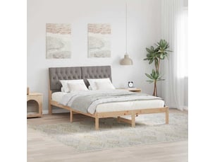 Lit adulte, lit double, cadre de lit avec tête de lit rembourrée marron 160x200cm cf3800