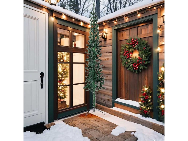  Demi sapin de noël, arbre de noël artificiel mince avec support vert 240 cm  - Conforama A