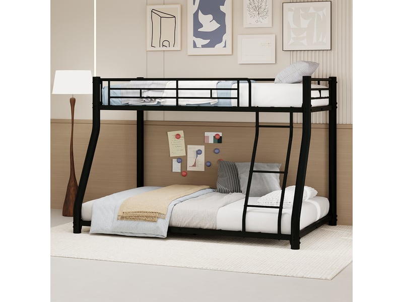  Lit superposé en fer noir 90x190 cm et 140x190 cm  - Conforama E