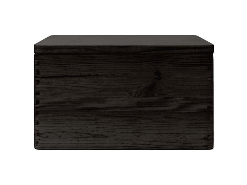 Boîte de rangement, coffre de rangement avec couvercle noir 40x30x23cm bois de pin massif - Conforama D