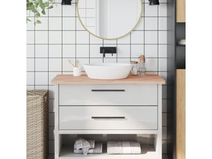 Comptoir de salle de bain, plan de travail 100x50x2,5 cm bois massif de hêtre cf65702