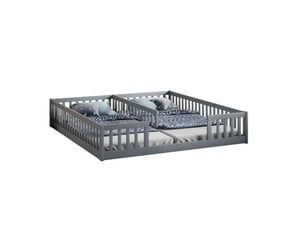 Lit 2 places 90x200 cm <strong>MERAX</strong>  <strong>lit enfant blanc</strong> coloris gris