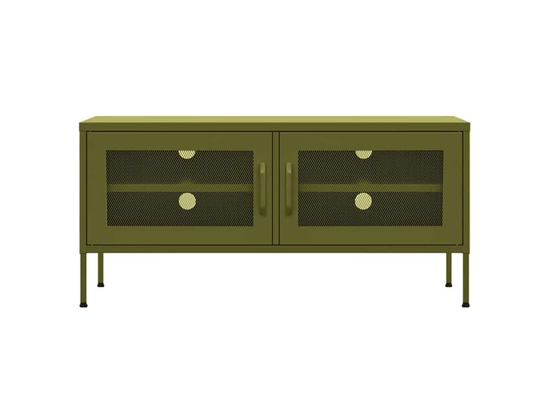  Meuble tv - banc tv - meuble de rangement vert olive 105x35x50 cm acier  - Conforama C