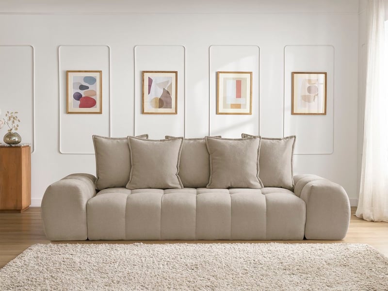 Bobochic canapé droit fixe 3 places everest tissu texturé taupe EVEREST - Conforama D