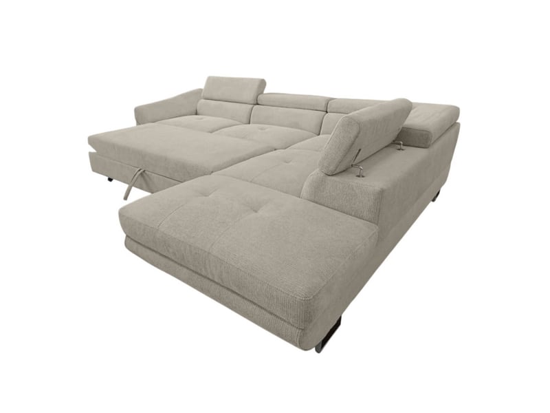  Canapé d'angle cassiope convertible avec coffre en tissu - taupe - angle droit CASSIOPE - Conforama E