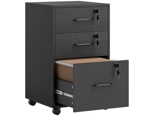 Caisson de bureau mobile avec 3 tiroirs verrouillables, caisson de rangement sur roulettes, 40 x 40 x 69,5 cm, noir