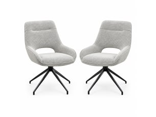 Lot de 2 chaise de salle à manger 50x49x87cm pivotante 360°, assise confortable, dossier ergonomique, tissu+métal, noir+gris