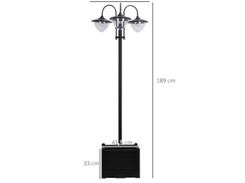  Lanterne solaire 60x55x189 cm ip44 noire  - Conforama E
