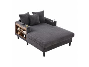 Fauteuil fixe Velours côtelé gris