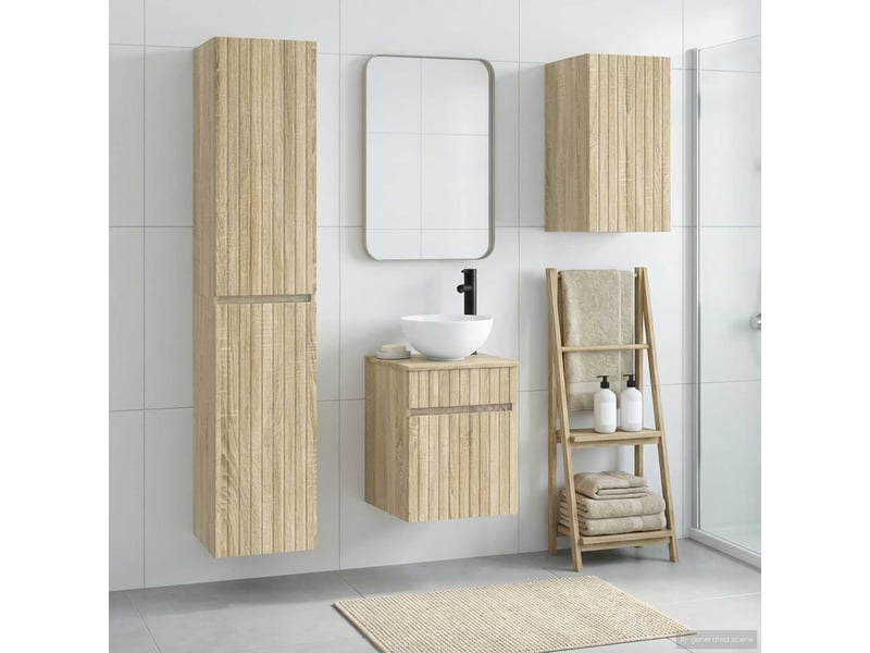 Ensemble de mobilier de salle de bain 3 pc chêne sonoma cf64375 - Conforama B