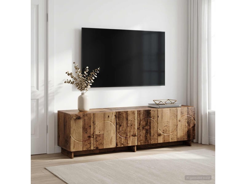  Meuble tv, table tv 140x34,5x40 cm bois ancien bois d'ingénierie shl18762  - Conforama B