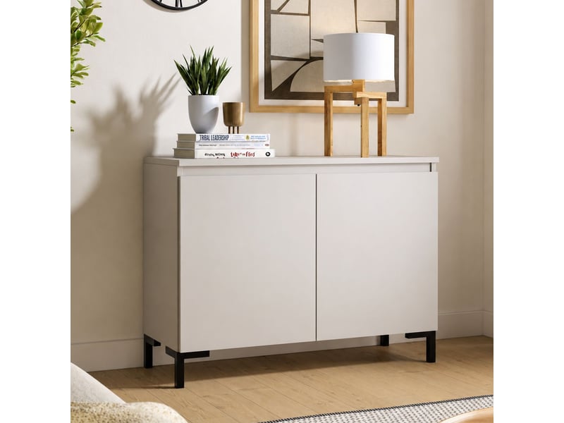 Meuble dmora, buffet 2 étagères, 100x37x75h cm gris clair Mimakasa - Conforama B