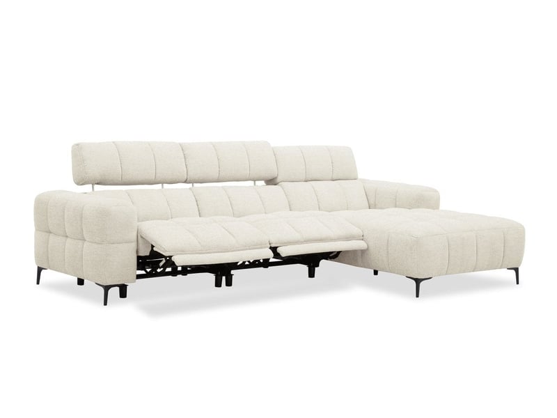  Canapé d'angle relax électrique en velours texturé beige edelmira - angle droit KM7965-3M-BEI - Conforama C