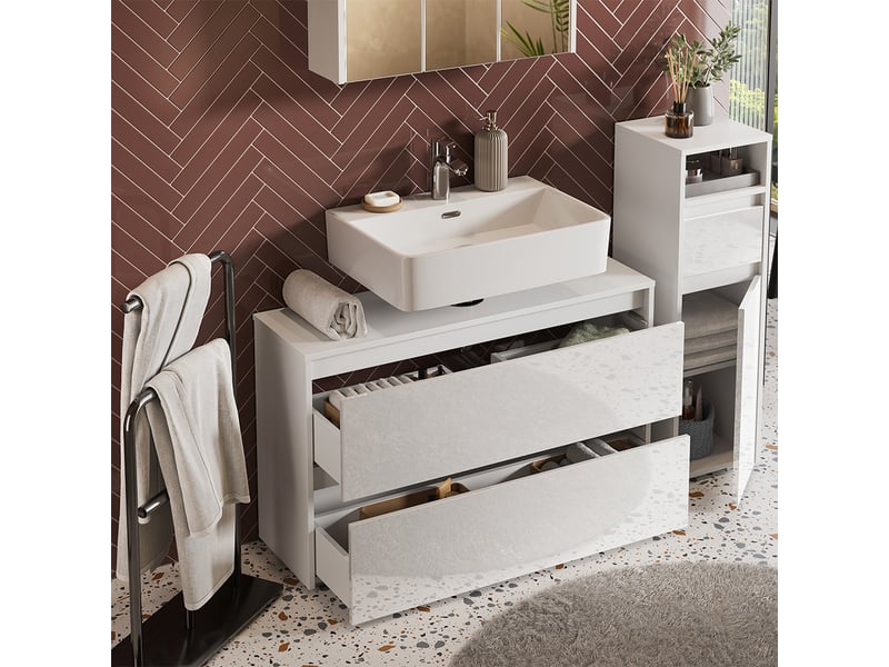 Vicco meubles bain, blanc haute brillanceblanc, 3 pièces - Conforama D