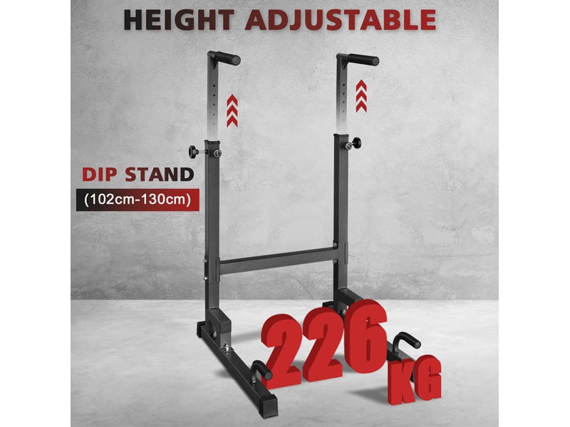 Station de dips réglable 78 x 70,1 x 130 cm noire en fer, pour tractions, pompes et exercices au sol - Conforama B