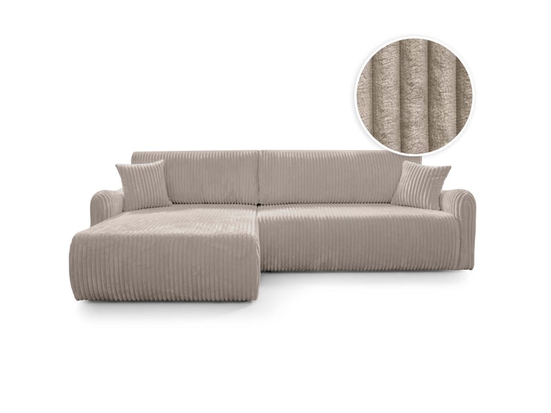  Apoline - canapé d'angle réversible convertible 4 places avec coffre en velours côtelé épais  - Conforama A